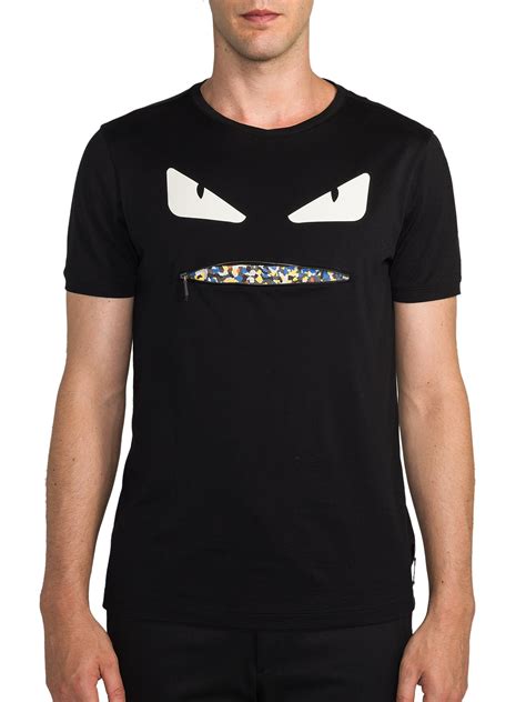 fendi t shirt black and white|fendi t shirt zip mouth.